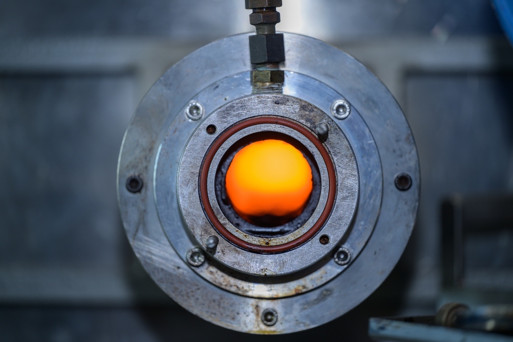 photo looking into burning blast furnace
