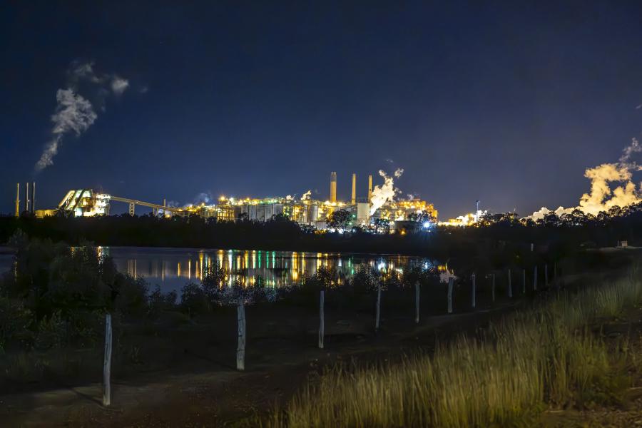 Alumina Smelter lights at night