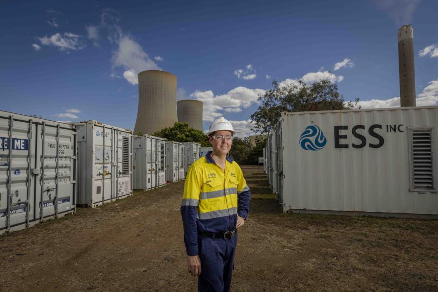 Worker at Stanwell Power Station - Battery storage