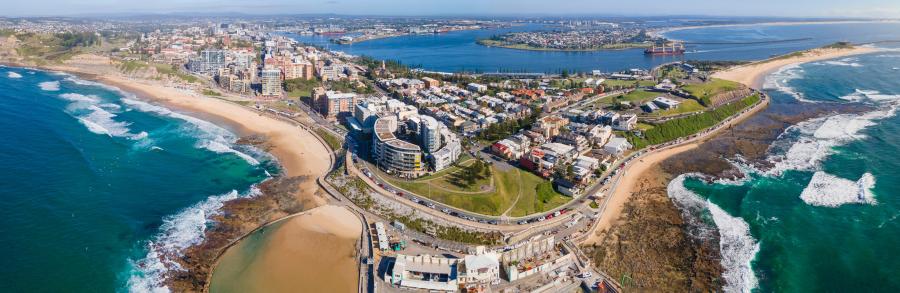 Aerial view of the entrance to the Port of Newcastle