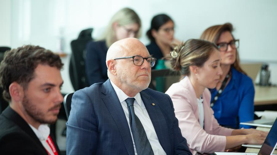 Emeritus Professor Roy Green AM at a roundtable discussion of the Energy Industry Jobs Plan Reveiw