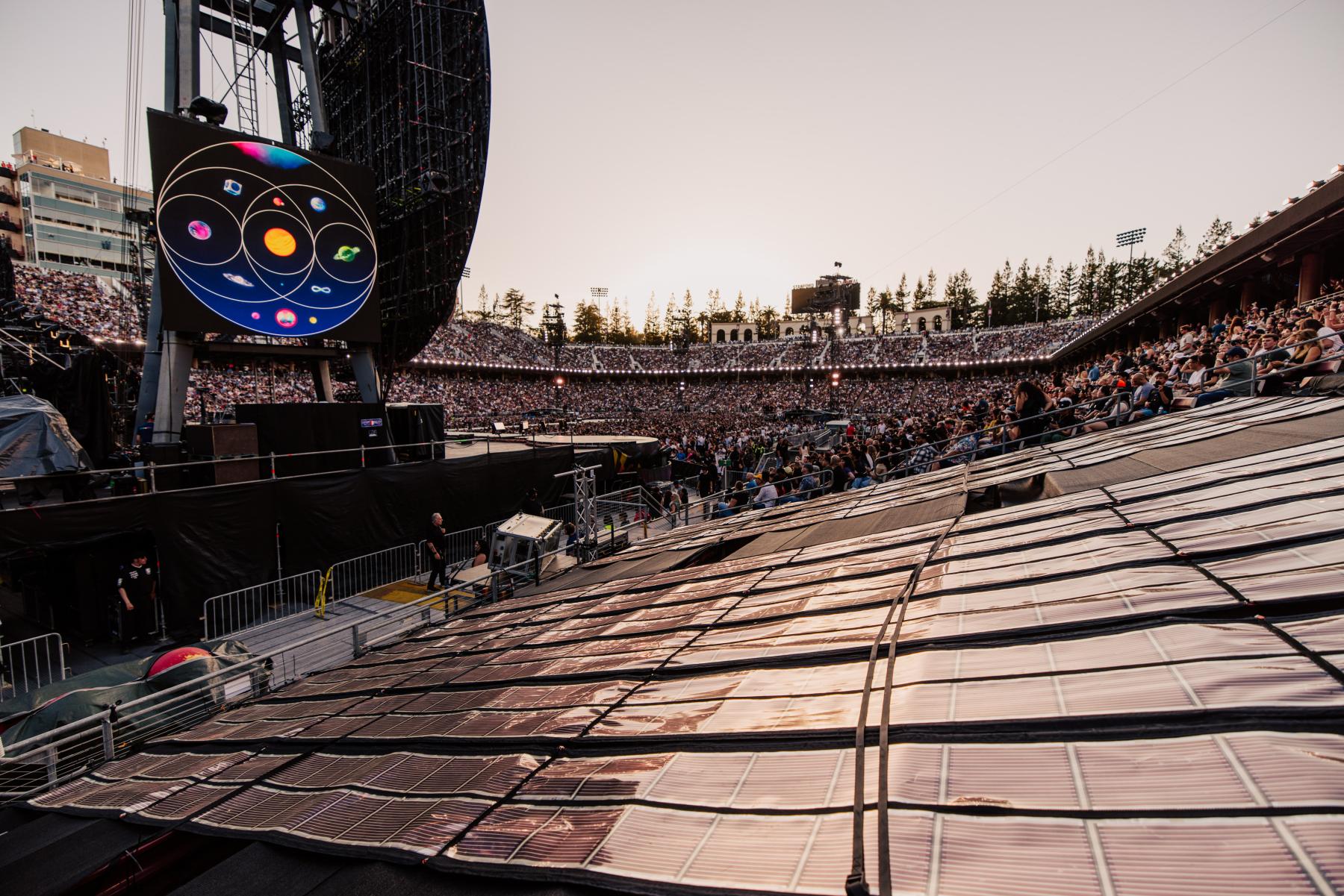 Printed solar panel installation&nbsp;at a Coldplay concert