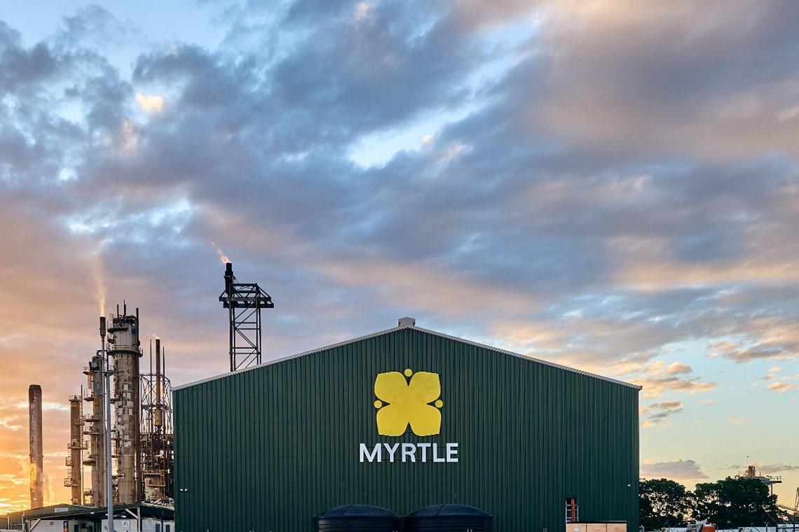 An industrial plant with a building labelled 'MYRTLE'