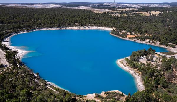 aerial shot lake surrounded by trees