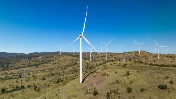 Landscape with wind turbines