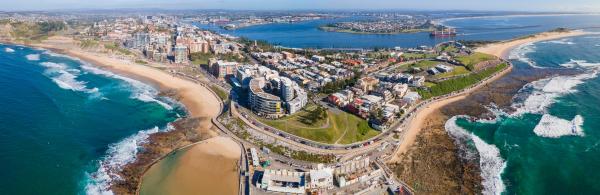 Aerial view of the entrance to the Port of Newcastle