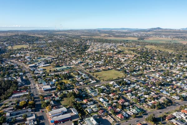 An aerial shot over Muswellbrook